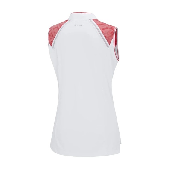 Ping Nala Colour Block Sleeveless ärmelloses Damen-Polo, weiss/Apricot