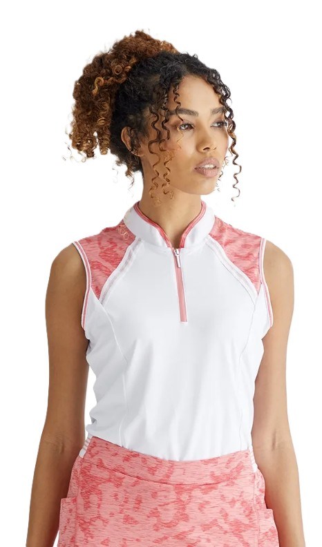 Ping Nala Colour Block Sleeveless ärmelloses Damen-Polo, weiss/Apricot