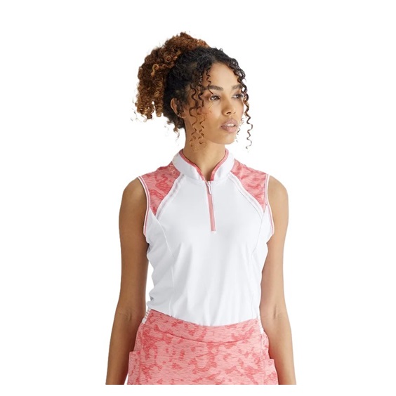 Ping Nala Colour Block Sleeveless ärmelloses Damen-Polo, weiss/Apricot