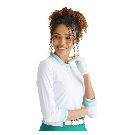 Ping Lindsey Damen Poloshirt, weiss/blau