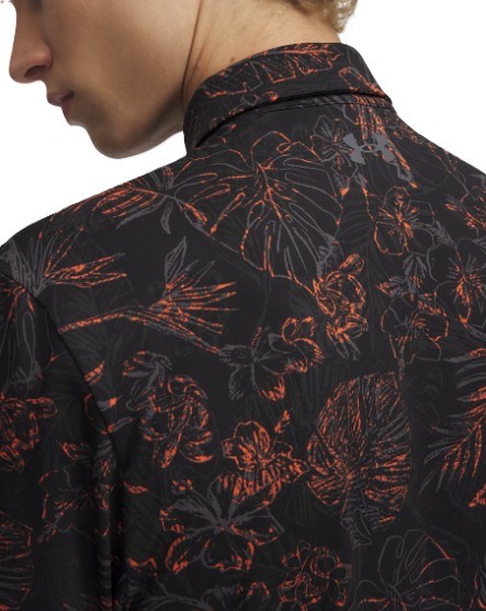 Under Armour Playoff 3.0 Printed Herren Poloshirt, black/fire/castlerock
