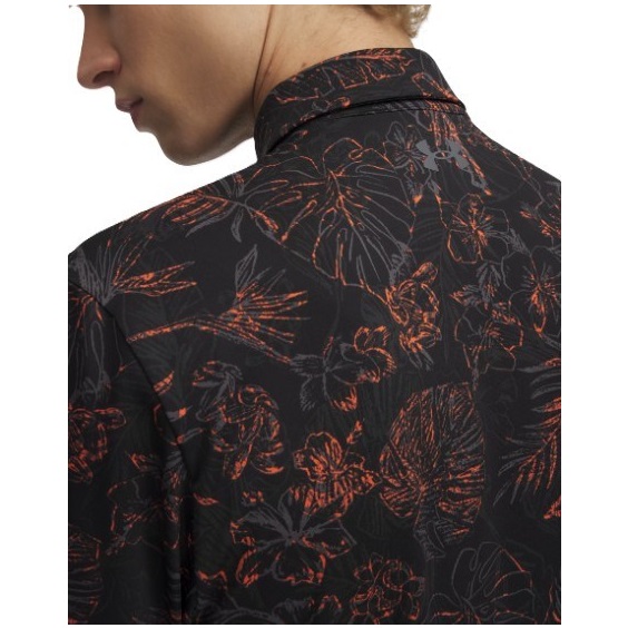 Under Armour Playoff 3.0 Printed Herren Poloshirt, black/fire/castlerock