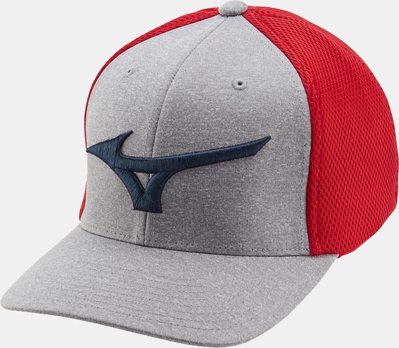 Mizuno Fitted Meshback Herren Cap, rot/dunkelblau