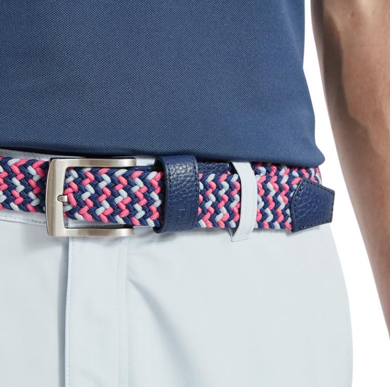 FootJoy Braided Herren Gürtel, dark denim/pink lemonade/skyway