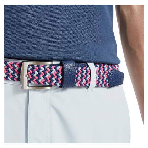 FootJoy Braided Herren Gürtel, dark denim/pink lemonade/skyway