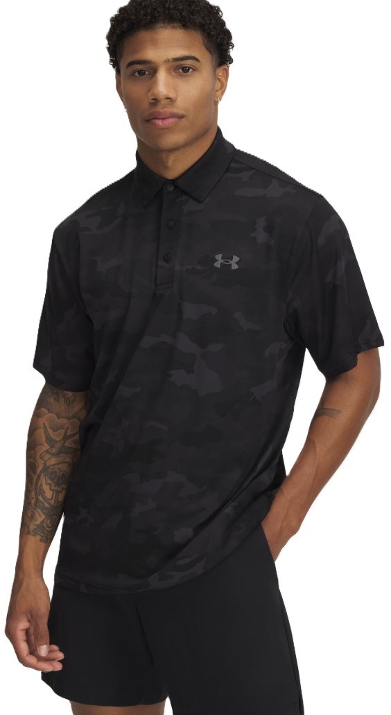Under Armour Playoff 3.0 Printed Herren Poloshirt, schwarz
