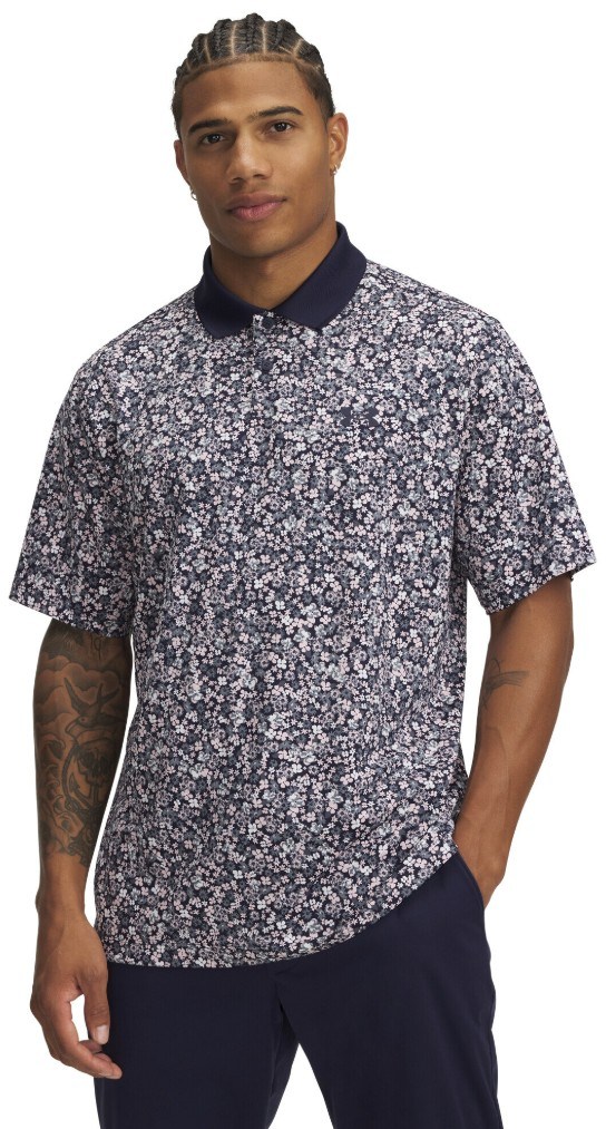 Under Armour Matchplay Printed Herren Poloshirt, blau/Blumendruck