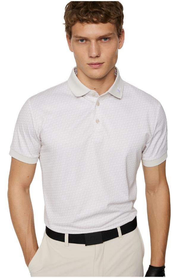 J.Lindeberg Tour Tech Print Herren Poloshirt, shadow bridge moonbeam