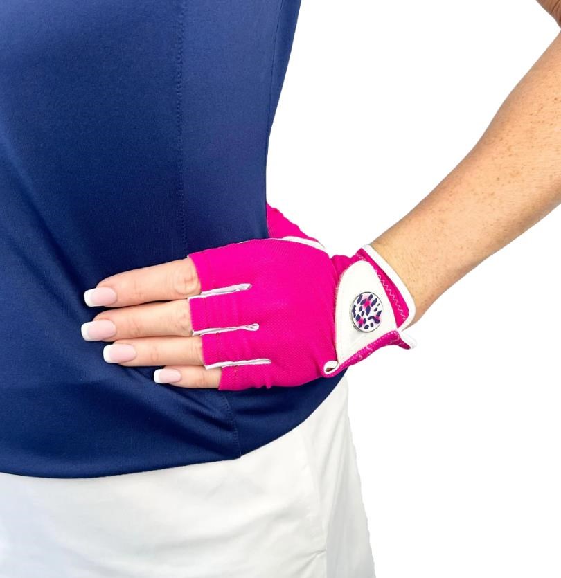 Best of Golf America Half Finger Damen Handschuh - rosa
