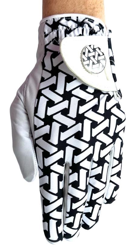 Best of Golf America Half Finger Damen Handschuh, schwarz/weiss