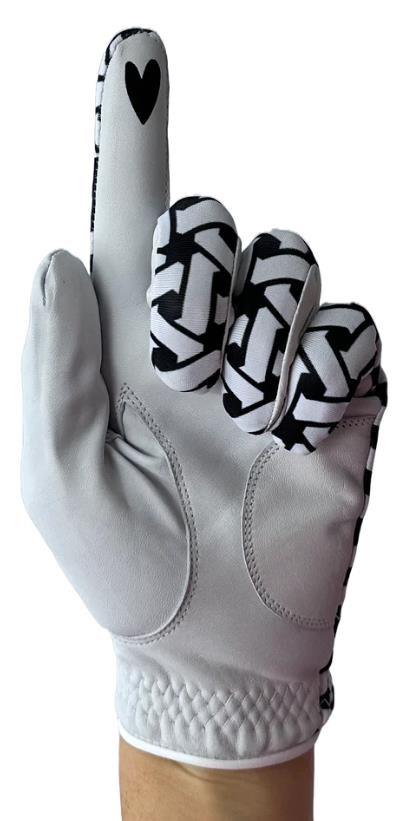 Best of Golf America Half Finger Damen Handschuh, schwarz/weiss