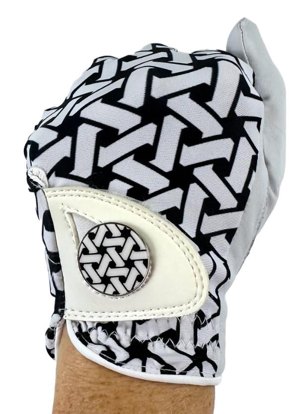 Best of Golf America Half Finger Damen Handschuh, schwarz/weiss