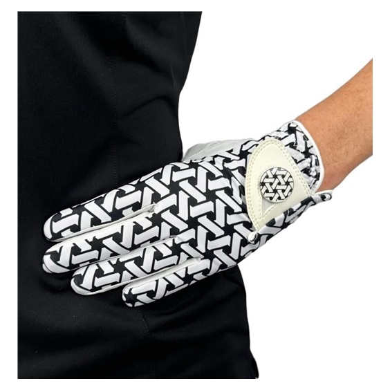 Best of Golf America Half Finger Damen Handschuh, schwarz/weiss