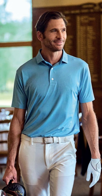 FootJoy Deco Diamond Print Herren Poloshirt, blau