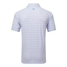 FootJoy Gamer Print Pique Herren Poloshirt, white/air blue/tide/magenta