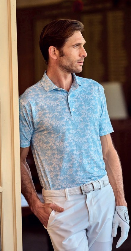 FootJoy GARDEN PRINT Herren Poloshirt, air blau