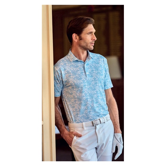 FootJoy GARDEN PRINT Herren Poloshirt, air blau