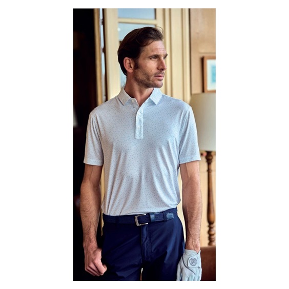 FootJoy BIRD PRINT Herren Poloshirt, weiss/blau