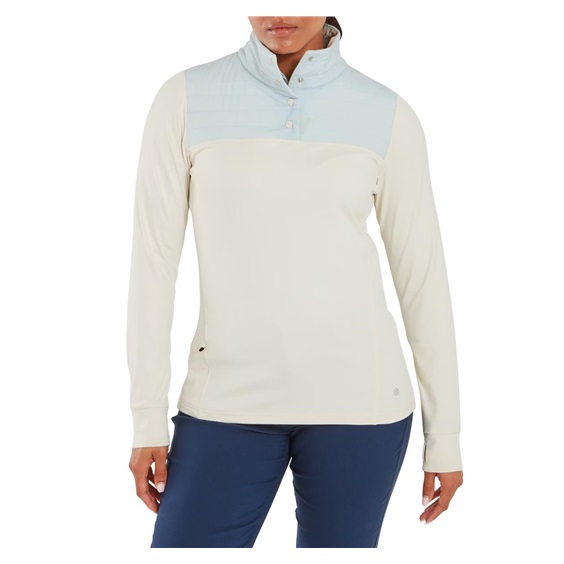 FootJoy ThermoSeries Hybrid Popover Damen Sweatshirt, off white/ice blue