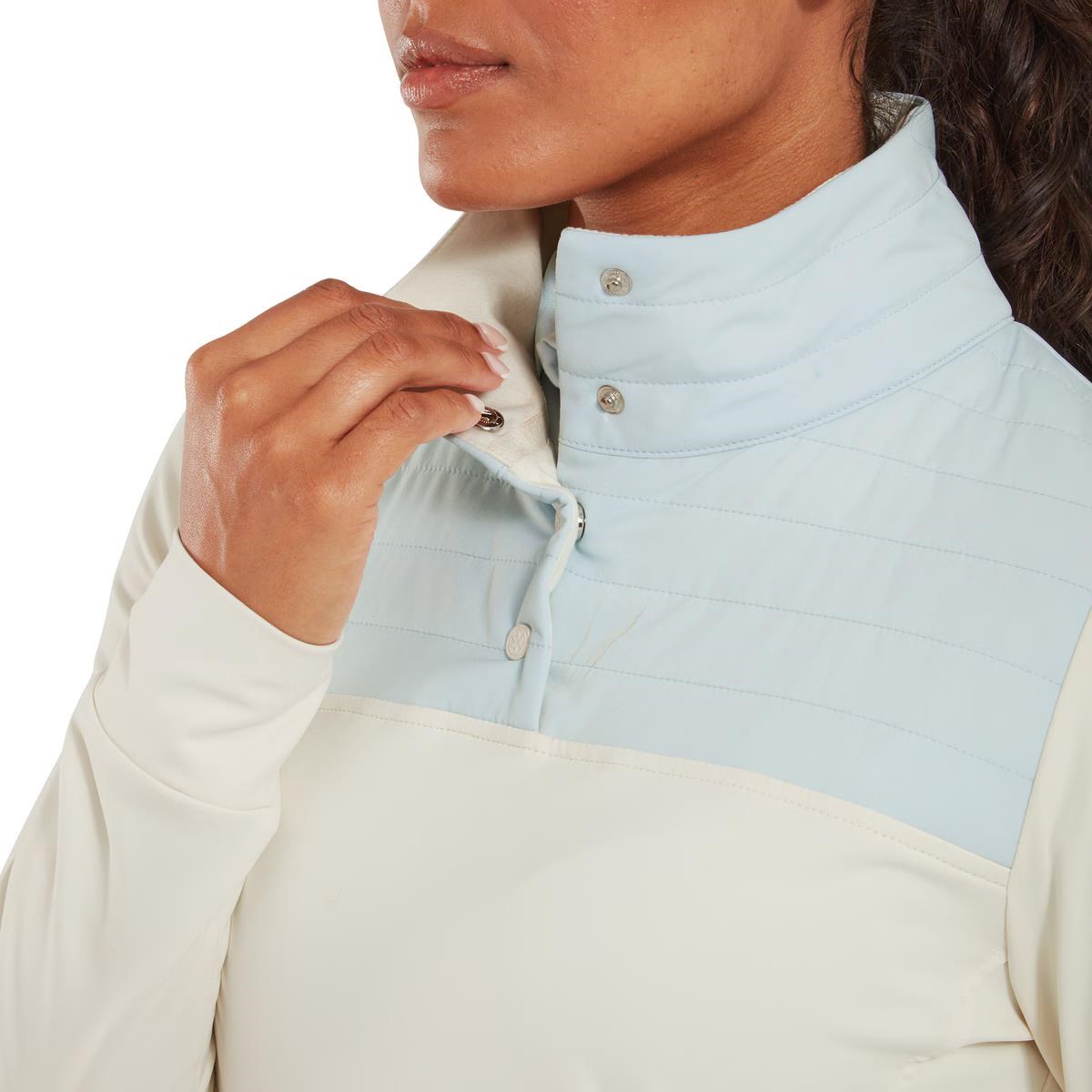 FootJoy ThermoSeries Hybrid Popover Damen Sweatshirt, off white/ice blue