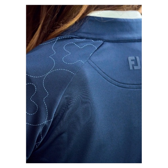 Midlayer Full Zip Printed Sleeve Damen Sweatshirt, dunkelblau