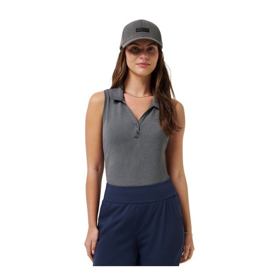 Travis Mathew Featherweight Active Damen ärmellos Poloshirt, schwarz