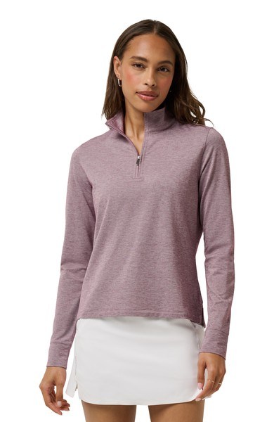 Travis Mathew Featherweightt Active zip long sleeve Damen Poloshirt, heather damson
