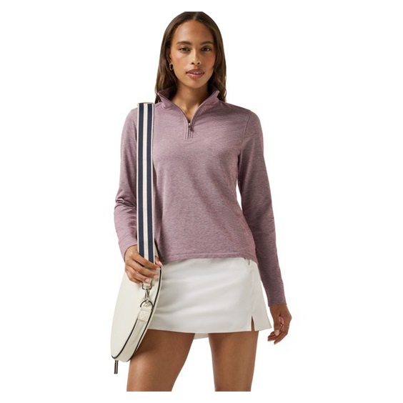 Travis Mathew Featherweightt Active zip long sleeve Damen Poloshirt, heather damson