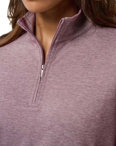 Travis Mathew Featherweightt Active zip long sleeve Damen Poloshirt, heather damson