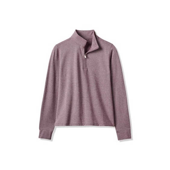 Travis Mathew Featherweightt Active zip long sleeve Damen Poloshirt, heather damson