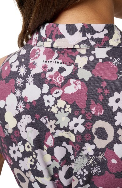 Travis Mathew Featherweight Printed ärmelloses Damen-Polo, graystone floral multi
