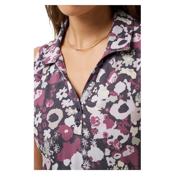 Travis Mathew Featherweight Printed ärmelloses Damen-Polo, graystone floral multi