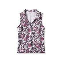Travis Mathew Featherweight Printed ärmelloses Damen-Polo, graystone floral multi