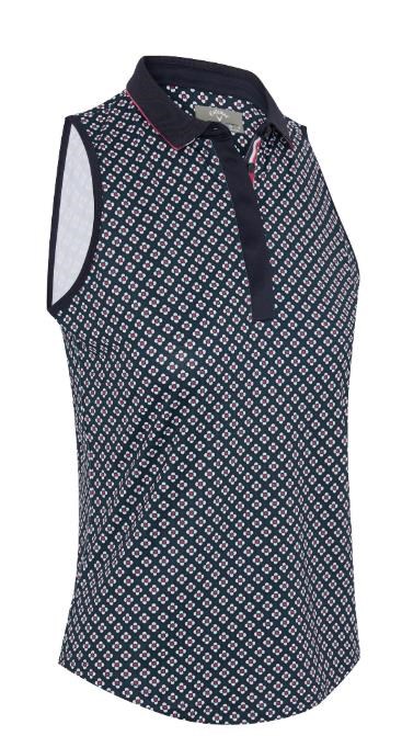 Callaway Mini Geo Floral Sleeveless Damen Poloshirt, dunkelblau