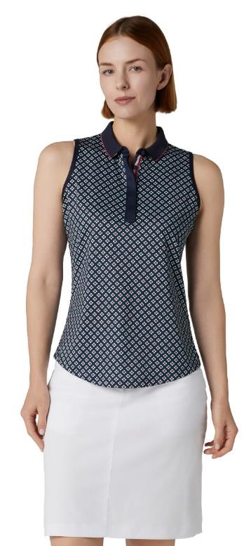 Callaway Mini Geo Floral Sleeveless Damen Poloshirt, dunkelblau