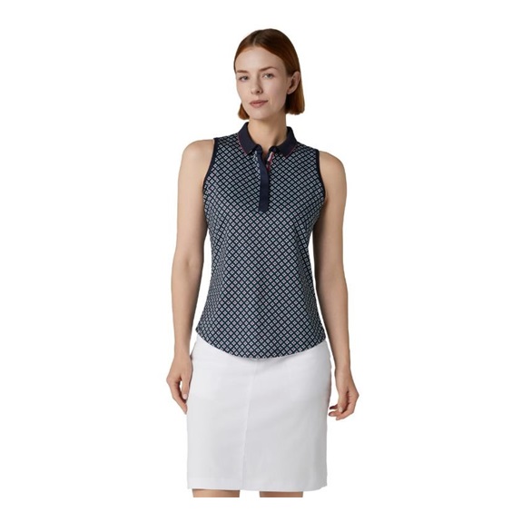 Callaway Mini Geo Floral Sleeveless Damen Poloshirt, dunkelblau