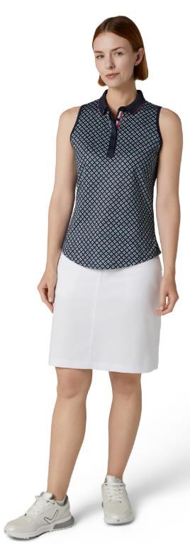 Callaway Mini Geo Floral Sleeveless Damen Poloshirt, dunkelblau