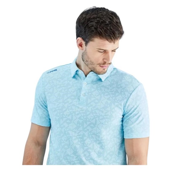 PING Geo Camo Herren Poloshirt, crystal blue