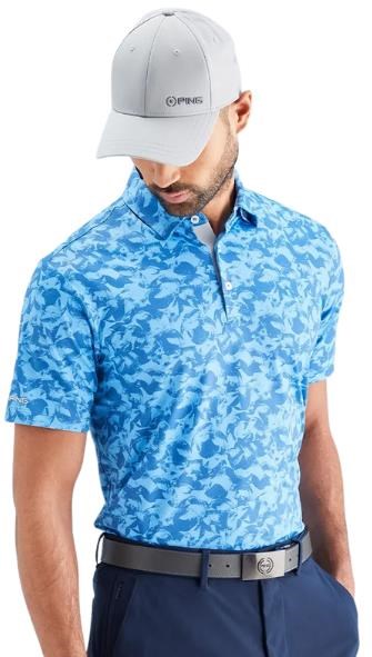 PING Julian Herren Poloshirt, tidal blue multi