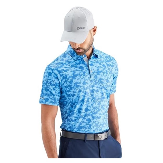 PING Julian Herren Poloshirt, tidal blue multi