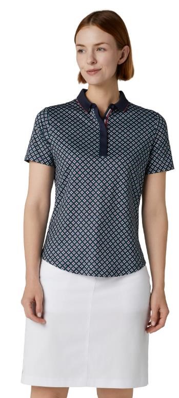 Callaway Mini Geo Floral Damen Poloshirt, dunkelblau