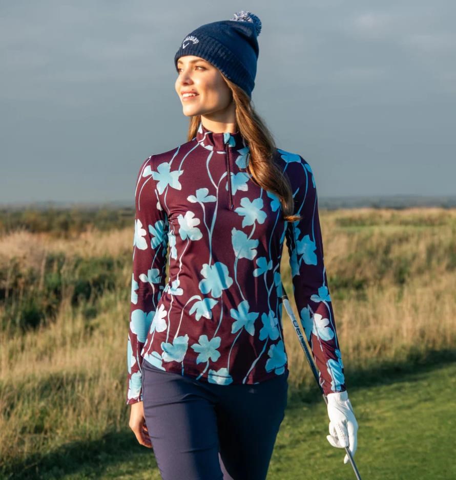 Callaway Stemmed Floral Sun Protection Damen Top, potent purple