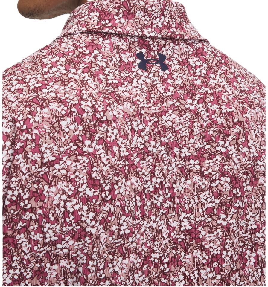 Under Armour Playoff 3.0 Printed Herren Poloshirt, tourmaline pink/dark maroon/midnight navy