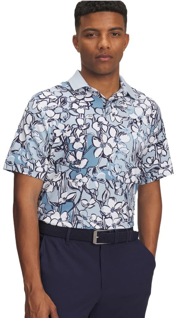 Under Armour Drive Chill Printed Herren Poloshirt, blue calm/midnight navy