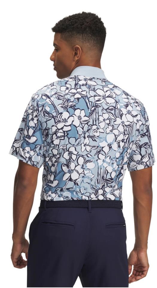 Under Armour Drive Chill Printed Herren Poloshirt, blue calm/midnight navy