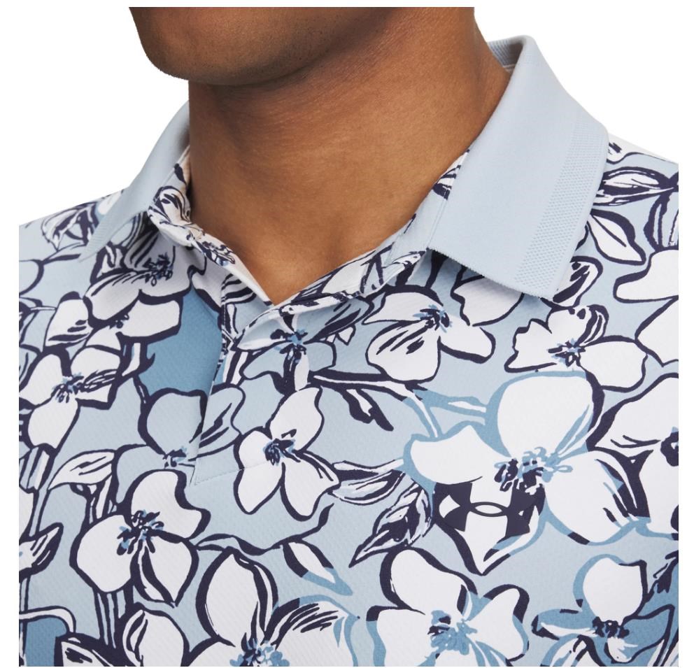 Under Armour Drive Chill Printed Herren Poloshirt, blue calm/midnight navy