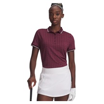 Under Armour Playoff Jacquard Damen Poloshirt, dark maroon/fuchsia dusk/white