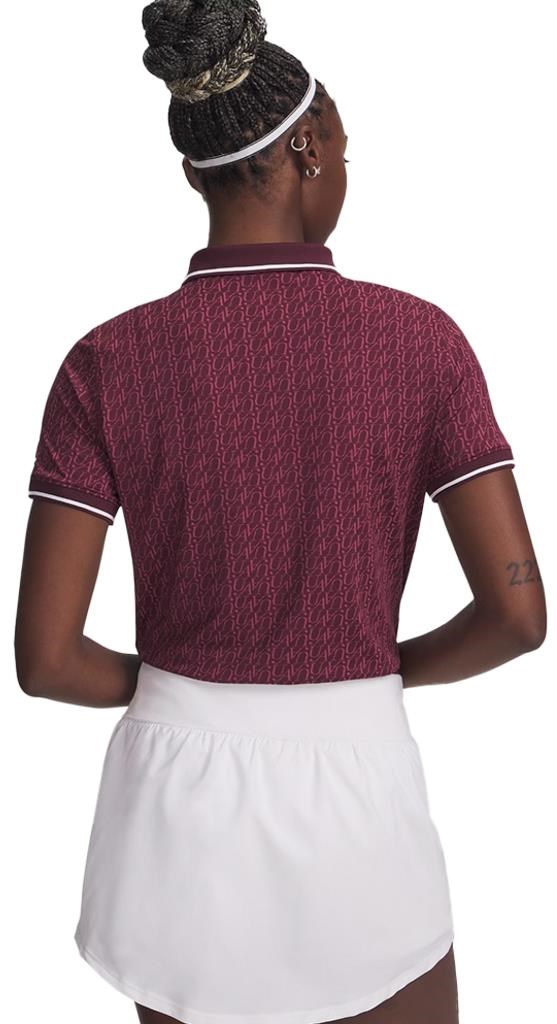Under Armour Playoff Jacquard Damen Poloshirt, dark maroon/fuchsia dusk/white