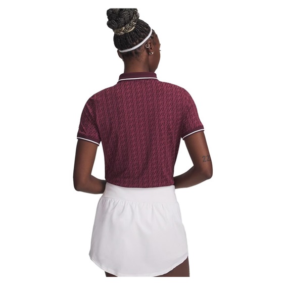 Under Armour Playoff Jacquard Damen Poloshirt, dark maroon/fuchsia dusk/white