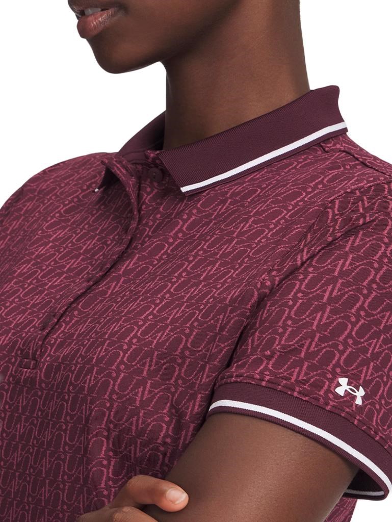Under Armour Playoff Jacquard Damen Poloshirt, dark maroon/fuchsia dusk/white